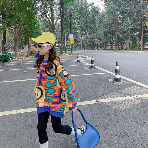 Girls' Spring and Autumn Fashion Loose Smiley Wear