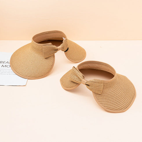 Bow Decorative Sun Hat Parent-child Straw Hat (adults: 56cm, Children: 54cm) (suitable For Children Aged 1-8)