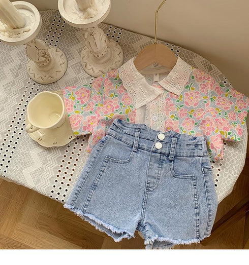 Exotic Flower Patchwork Lace Shirt