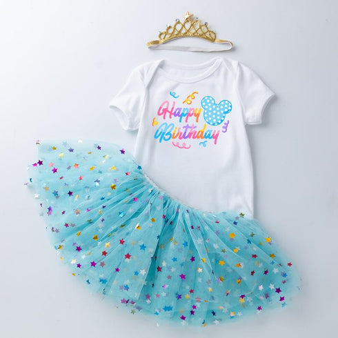 Baby Children's Full Moon Birthday Suit Short Sleeved Skirt Suit