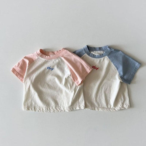 Summer Round Neck Letter Contrast Short Sleeve T-shirt