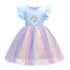 Girl's Rainbow Mesh Dress Knit Unicorn Princess Dress