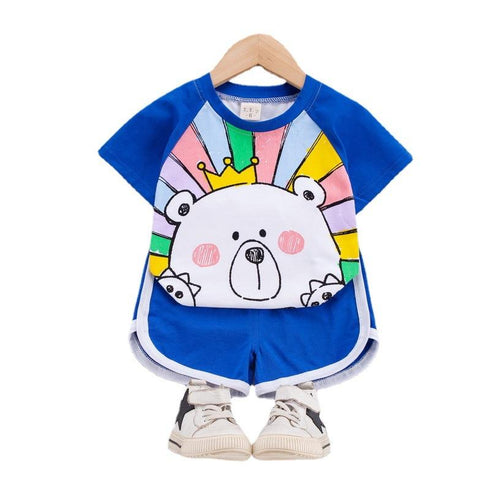 Summer children cartoon bear short sleeve suit