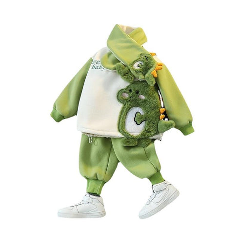 Winter children's velvet sweater long sleeve suit two-piece set