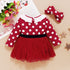 Bow Wave Dot Mesh Skirt Harder Long Sleeve Two-Piece Set