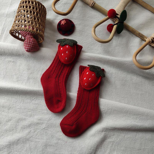 Christmas socks autumn and winter red bow plus velvet padded wool baby socks