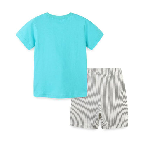 Children's Mountain Bike Design Short Sleeve T-Shirt Two-piece Set