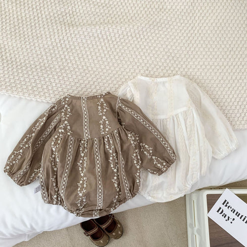 Retro embroidered triangle fart jumpsuit out climbing suit