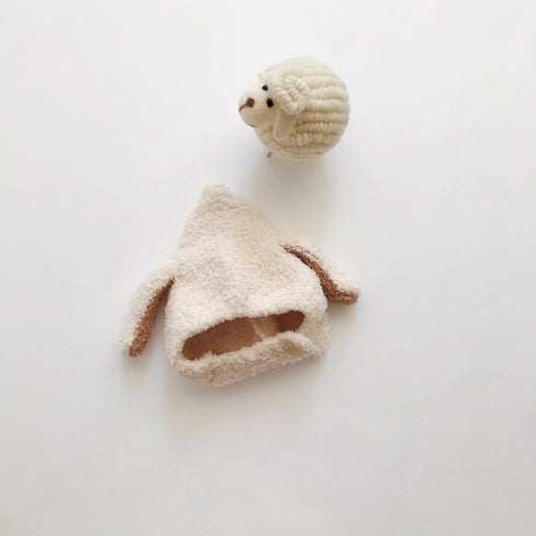 Autumn and winter rabbit ears plush warm ear protection cap baby hat 15.7-19.6 inches