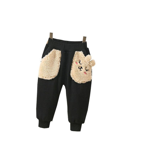 Autumn and winter girls plus velvet cartoon pants