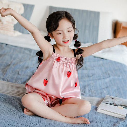 Girls' Summer Sling Ice Silk Pajamas Home Clothes