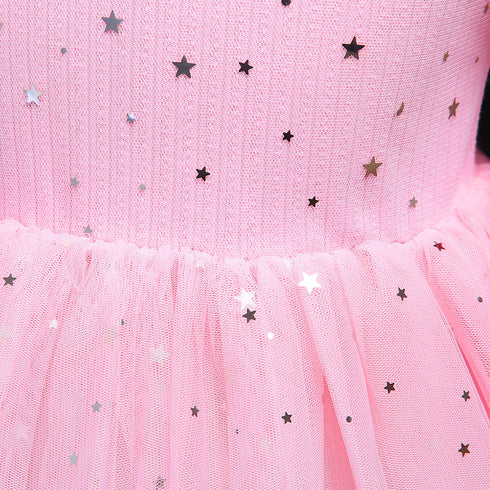Girls Long Sleeve Dress Autumn New Gradient Starry Mesh Sequins Children's Dress Princess Dress