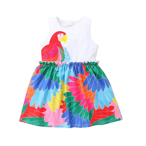 Summer Girl's Peacock Feather Dress
