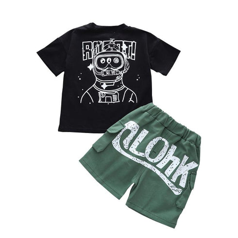 Summer children's suit short sleeve T-shirt shorts two-piece set