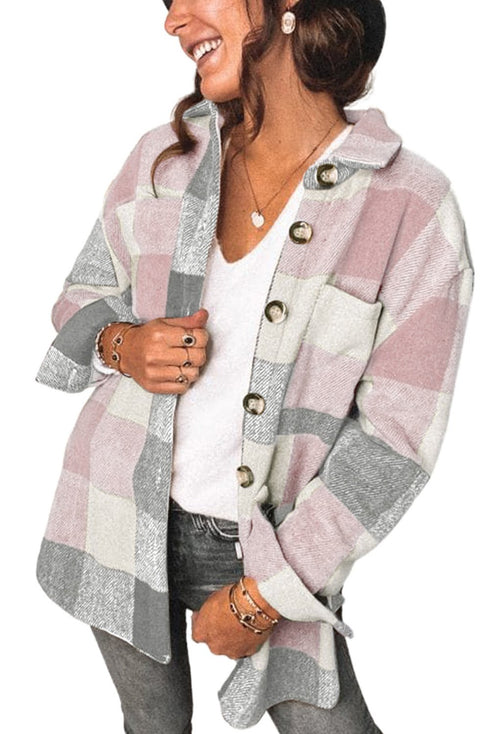 Plaid shirt with pocket casual coat