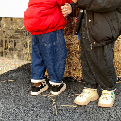Children's Cashmere Thickened Denim Pants Baby Casual Loose Jeans