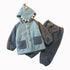 Baby boy plus velvet cartoon pajamas set home clothing two-piece set