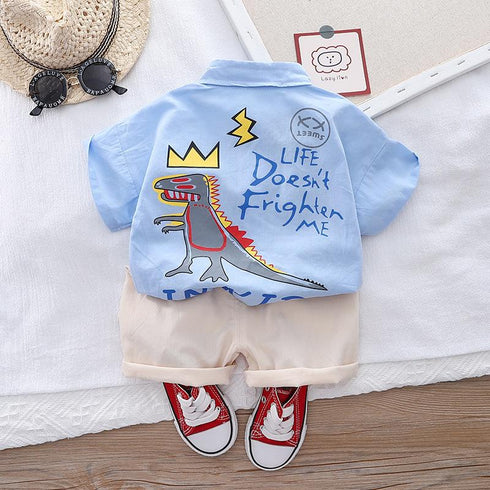 Cartoon Lapel Shirt Short Sleeve Suit