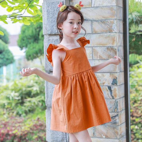 Summer New Children's Wear Dress Bow Girl Flying Sleeve Children's Dress