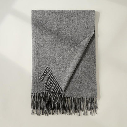 Solid color medium and long warm scarf tassel scarf