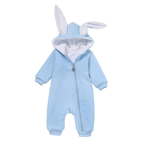 Autumn And Winter Baby Children's Clothing Rabbit Ear Jumpsuit Plus Velvet To Keep Warm