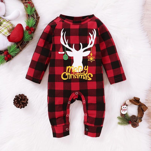 Christmas Deer Head Plaid Long Sleeve Siamese Harper