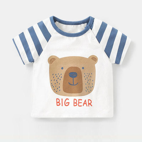 Summer New Baby Boy Short Sleeve T-shirt Boy Half Sleeve Cartoon Printed Jacket Cotton Comfortable