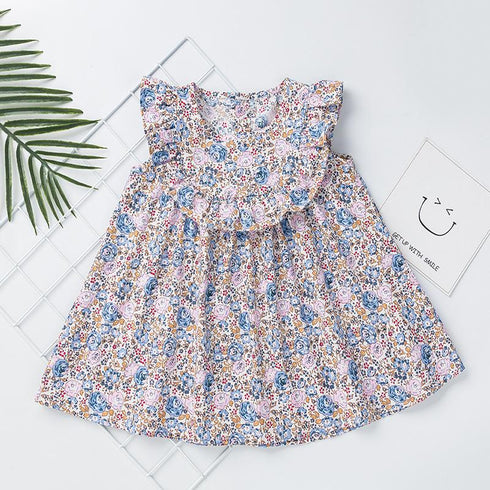 Cotton Floral Bib Collar Baby Princess Skirt