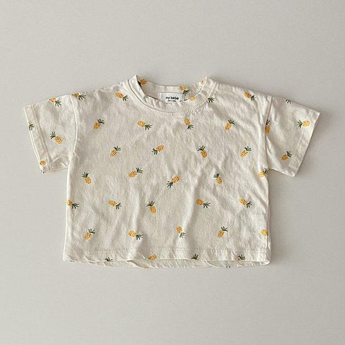 Fruit Pattern Round Neck Pullover Short Sleeve T-shirt