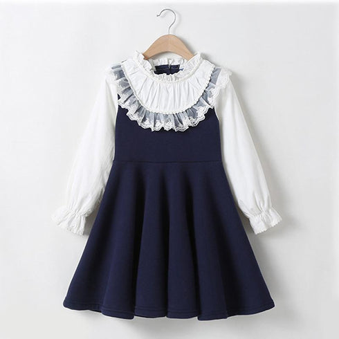 Spring and Autumn Girls Long Sleeve Dress
