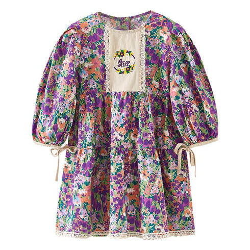 Children's Clothing Spring Floral Baby Korean Children's Foreign Style Girl Princess Dress