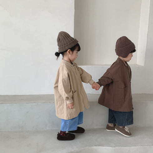 Medium and long children's coat spring and autumn windbreaker foreign style baby coat