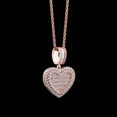 Flip Love Collection Photo Frame Pendant Full of Zircon Hip Hop Necklace