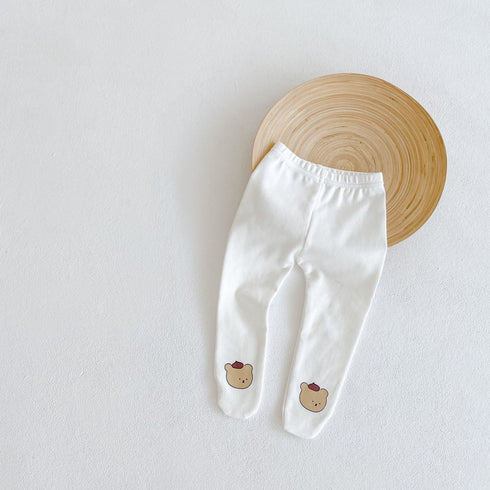 Spring and autumn bear head printed long sleeve ha coat and printed leggings