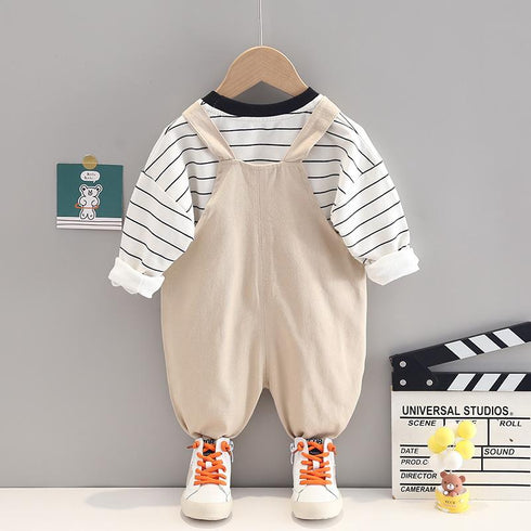 Boys' Spring and Autumn Long Sleeve Straps Set