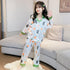 Girl's Ice Silk Long Sleeve Orange Cat Set Pajamas