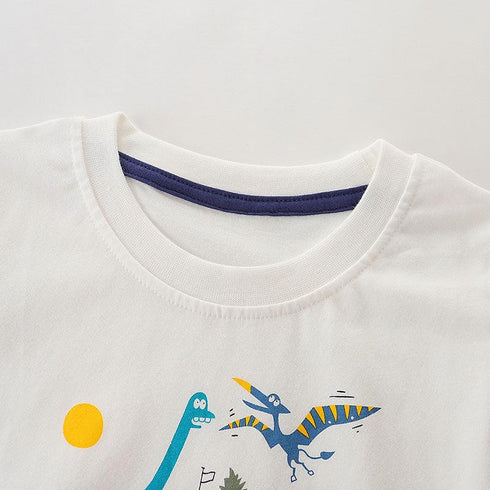 Summer Boys Dinosaur Print Short Sleeve