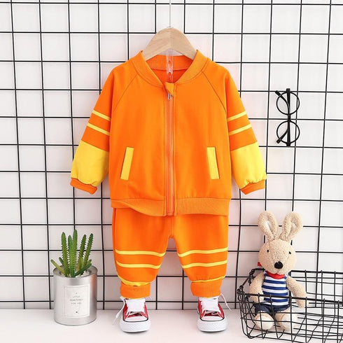Spring and Autumn Children's Long Sleeve Zipper Wear Set Two-Piece Set