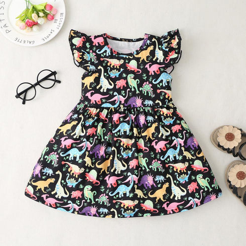 Girls' Colorful Dinosaur Dress