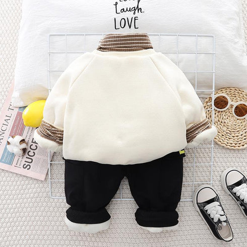 Winter children's padded sweater long sleeve suit two-piece set