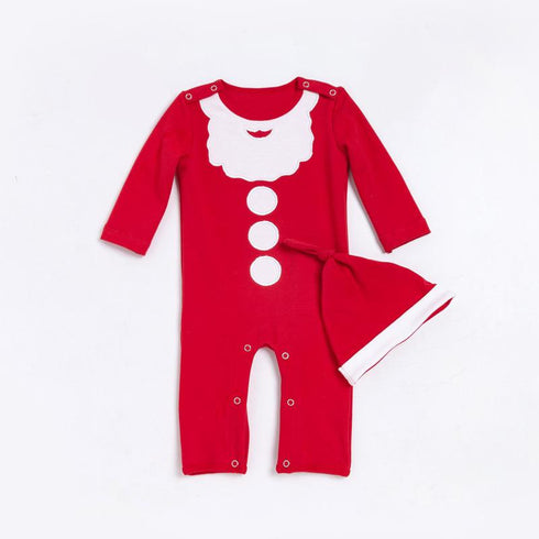 Holiday Style Christmas Scarlet Jumpsuit Christmas Hat Set Party Suit Jumpsuit