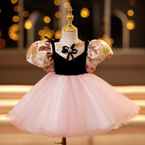Girl's Fluffy Dress Princess Dress Baby's One-year-old Dress Girl's Fluffy Dress Party Performance Dress
