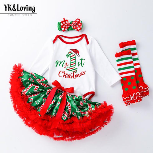 Christmas baby princess dress socks 3-piece baby dress