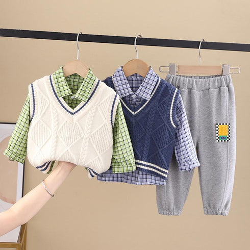 Boys spring and autumn long sleeve sweater set of three