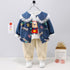 Girl's Denim Coat Cardigan Three-Piece Set