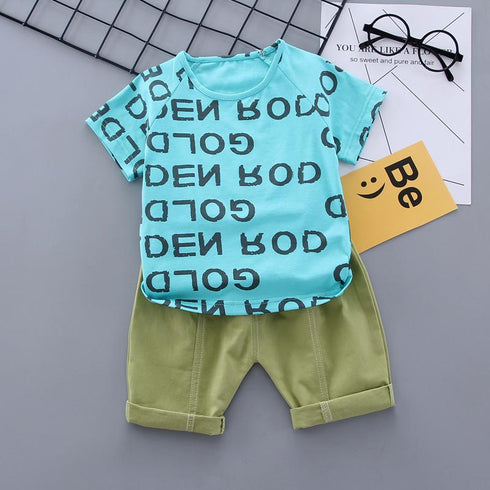 Summer boys letter short sleeve suit