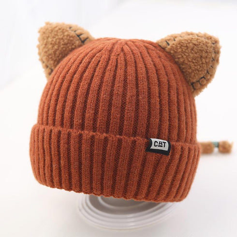 Autumn and winter children's hat wool ear protection hat scarf 18.5-21.2 inches