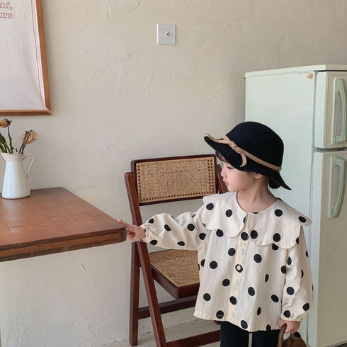 Girl's Long Sleeve Shirt Doll Collar Children's Shirt