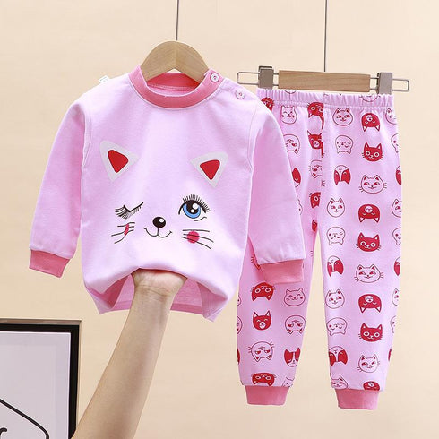 Cotton Underwear Suit Boys and Girls Autumn Clothes Pants Pajamas Loungewear