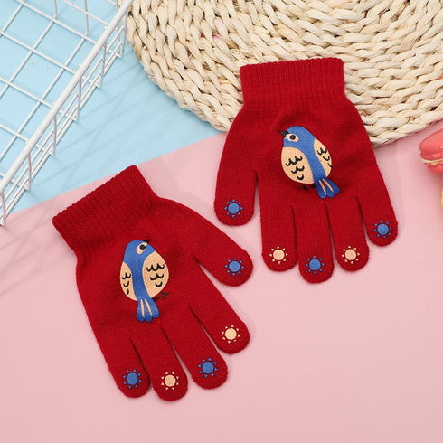 Cartoon animals plus velvet padded warm gloves